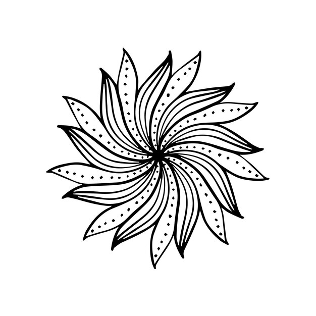 ornamento de flor de vetor preto e branco
