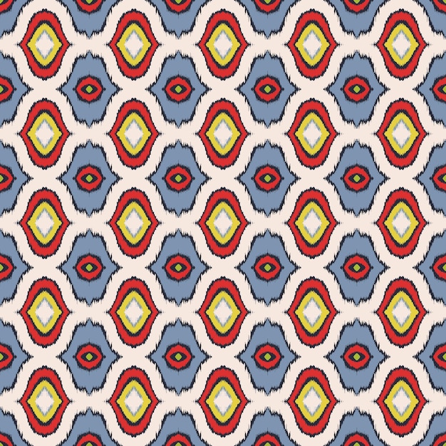 Ornamento de folclore geométrico ikat com diamantes. textura tribal étnica do vetor. sem costura padrão listrado em estilo asteca. bordado popular. tapete indiano, escandinavo, cigano, mexicano, africano.