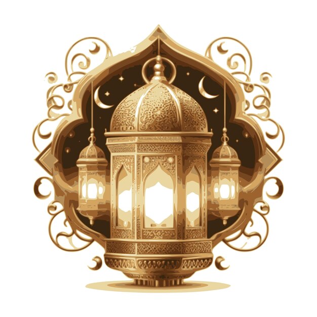 Vetor ornamento de lanterna de ouro vetor ramadan kareem mubarak em fundo branco