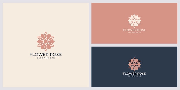 Ornamento de logotipo de flor minimalista com design de cartão de visita de modelo de luxo de estilo de arte de linha