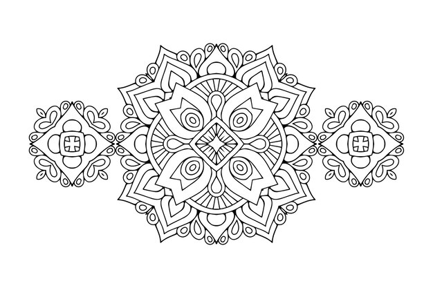 Ornamento de mandala de contorno bonito. geométrico