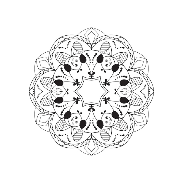 Ornamento de mandala floral de conceito de design de livro para colorir