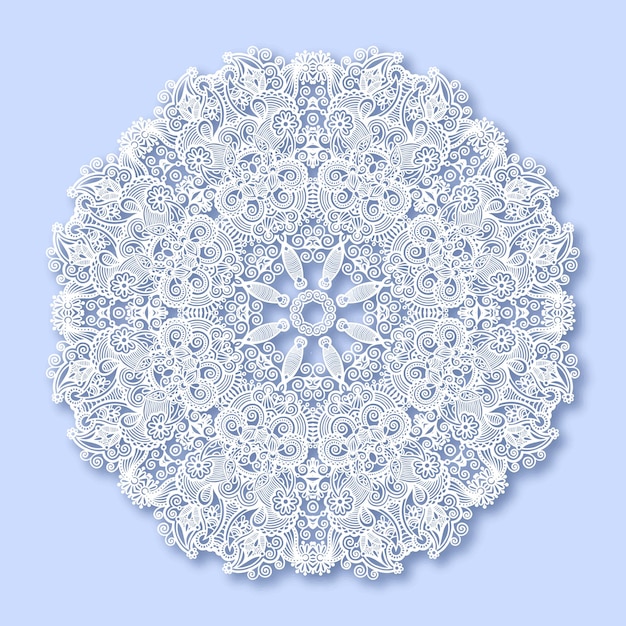 Ornamento de renda circular redondo padrão geométrico ornamental doily decoração de floco de neve de natal