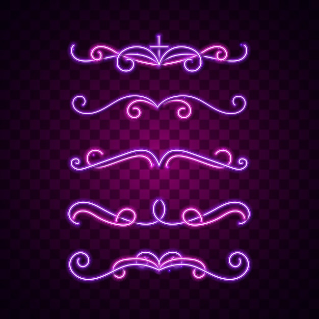 Vetor ornamento, decoração, vintage, clássico, retro, fundo, vetor, roxo, rosa, néon, luz, brilho, sinal, brilhante, escuro,