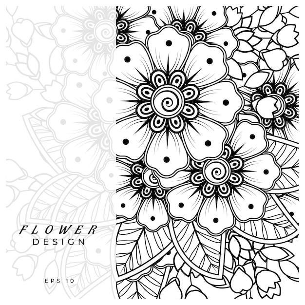 Ornamento decorativo de flor mehndi em estilo oriental étnico doodle ornamento contorno desenhado à mão