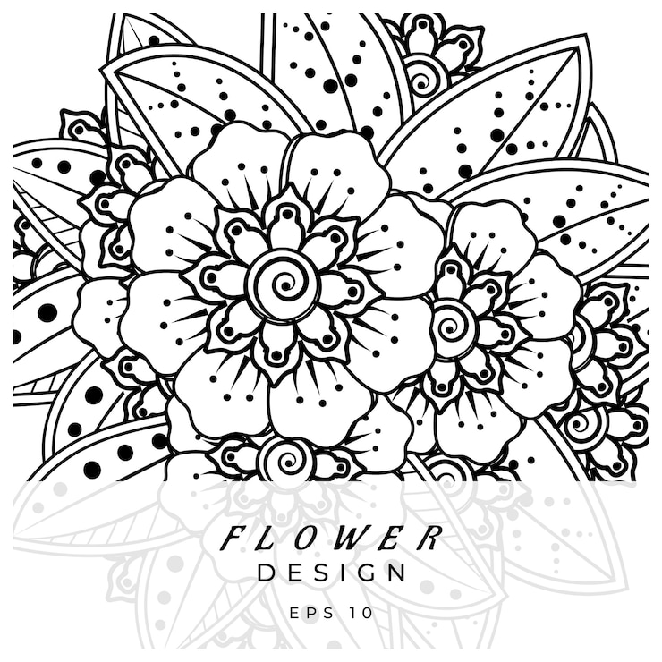 Vetor ornamento decorativo de flor mehndi em estilo oriental étnico doodle ornamento contorno desenhado à mão