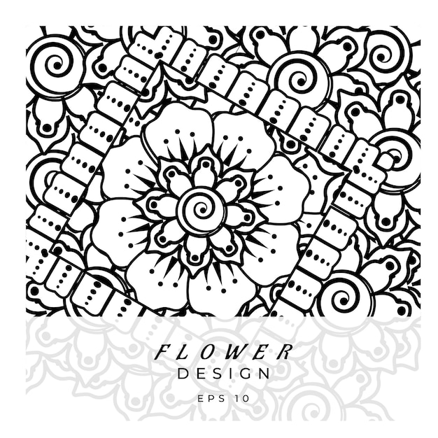 Ornamento decorativo de flor mehndi em estilo oriental étnico doodle ornamento contorno desenhado à mão