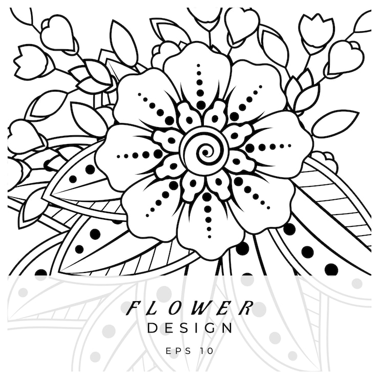 Vetor ornamento decorativo de flor mehndi em estilo oriental étnico doodle ornamento contorno desenhado à mão