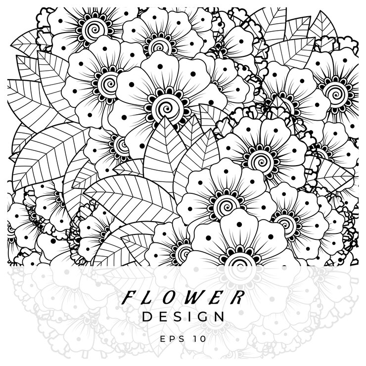 Vetor ornamento decorativo de flor mehndi em estilo oriental étnico doodle ornamento contorno desenhado à mão