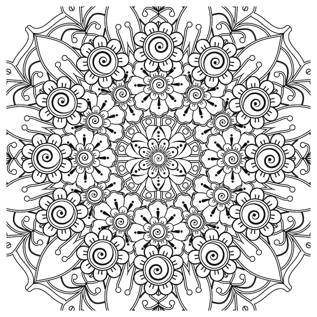 Ornamento decorativo de flor mehndi em estilo oriental étnico doodle ornamento contorno desenhado à mão