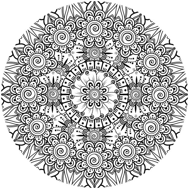 Ornamento decorativo de flor mehndi em estilo oriental étnico doodle ornamento contorno desenhado à mão