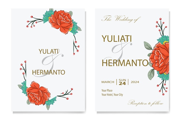 Ornamento decorativo de folhagem floral para convite de casamento