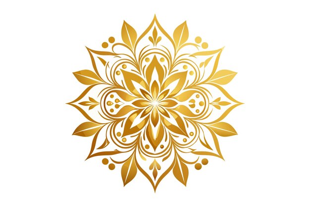 ornamento dourado com folhas ilustração vetorial fundo branco