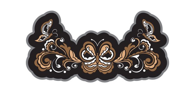 Ornamento floral decorativo com borboleta bom para estampas de camisetas de logotipos e cartões postais ilustração vetorial