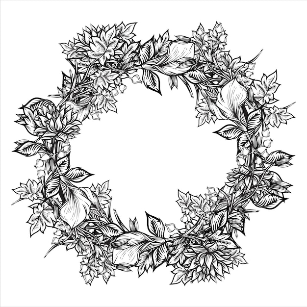 Ornamento floral vintage circular estilo retrô