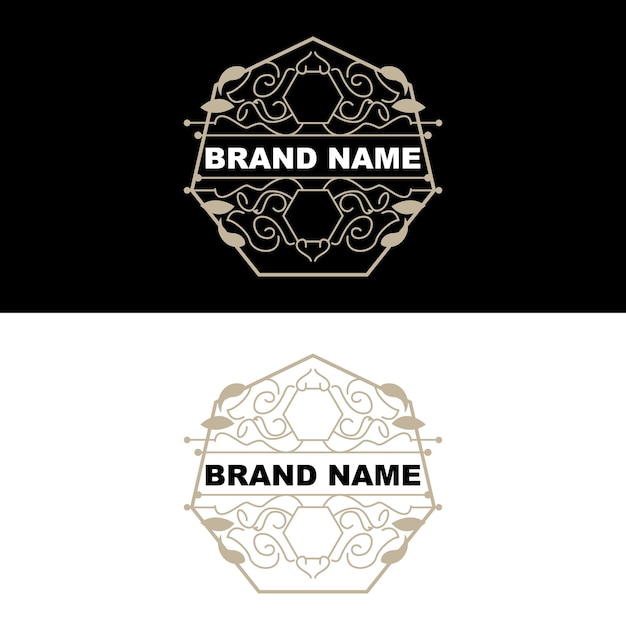 Vetor ornamento minimalista elegante modelo de logotipo ornamento de luxo decoração de casamento convite estilo batik empresarial design de marca inicial frasion batik
