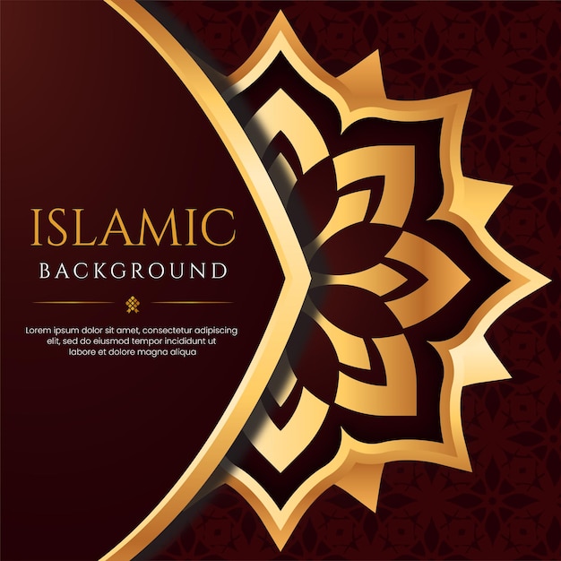 Vetor ornamento padrão islâmico vermelho-marrom clássico fundo para postagem de mídia social
