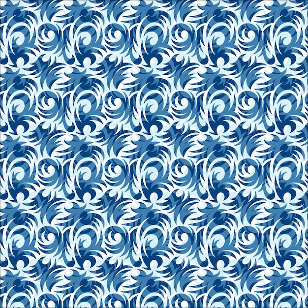Ornamento sem costura padrão de flores abstratas azuis em um fundo branco