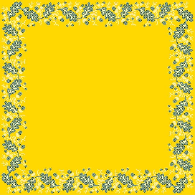 Ornamento ucraniano vetorial em estilo floral étnico com folhas de carvalho e bolotas identidade vyshyvanka