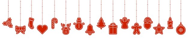 Vetor ornamento vermelho de natal ícones elementos pendurados fundo isolado