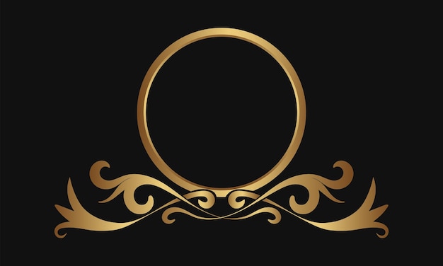 Ornamento vintage, borda do logotipo, decoração de ouro