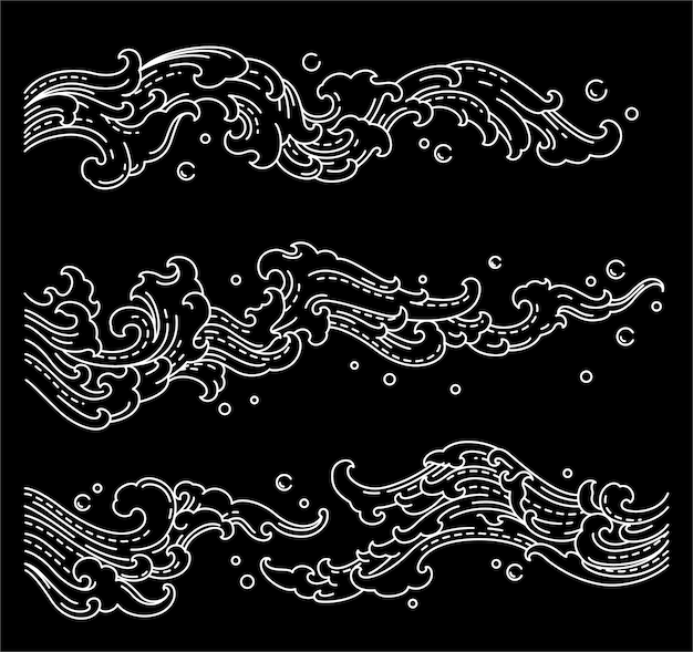 Ornamentos de clip-art decorativo onda de água.
