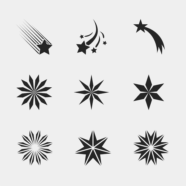 Ornamentos decorativos de estrelas brilhantes e designs de formato amarelo para uma decoração radiante