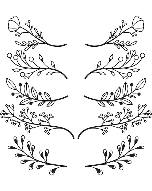 Ornamentos florais desenhos vetoriais desenhados à mão