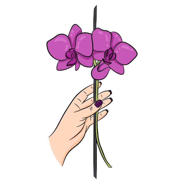 Orquídea rosa na mão