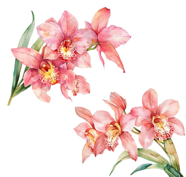 Orquídeas cor-de-rosa aquareladas