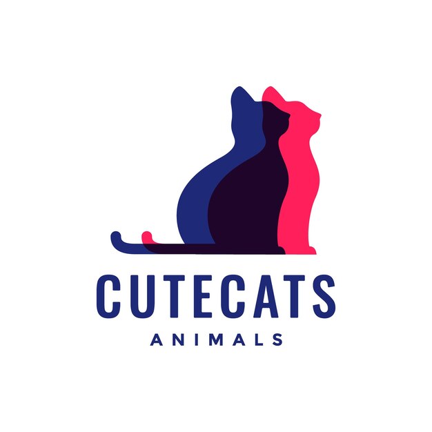 Os animais de estimação do gato abstraem a ilustração colorida do ícone do logotipo simples da mascote moderna moderna