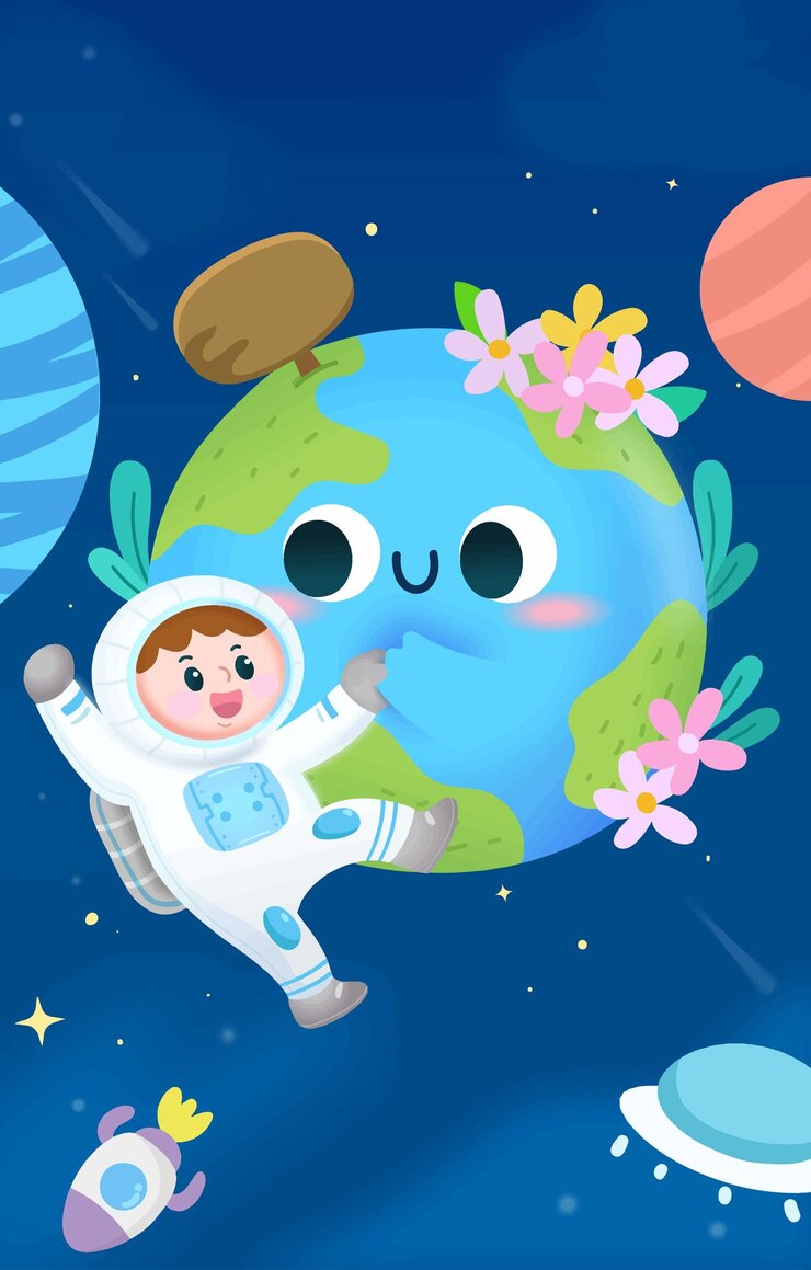 Vetor os astronautas protegem a terra no espaço.
