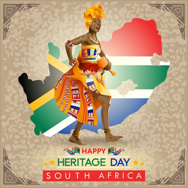 Os desejos do dia da herança sul-africana com o intérprete tradicional