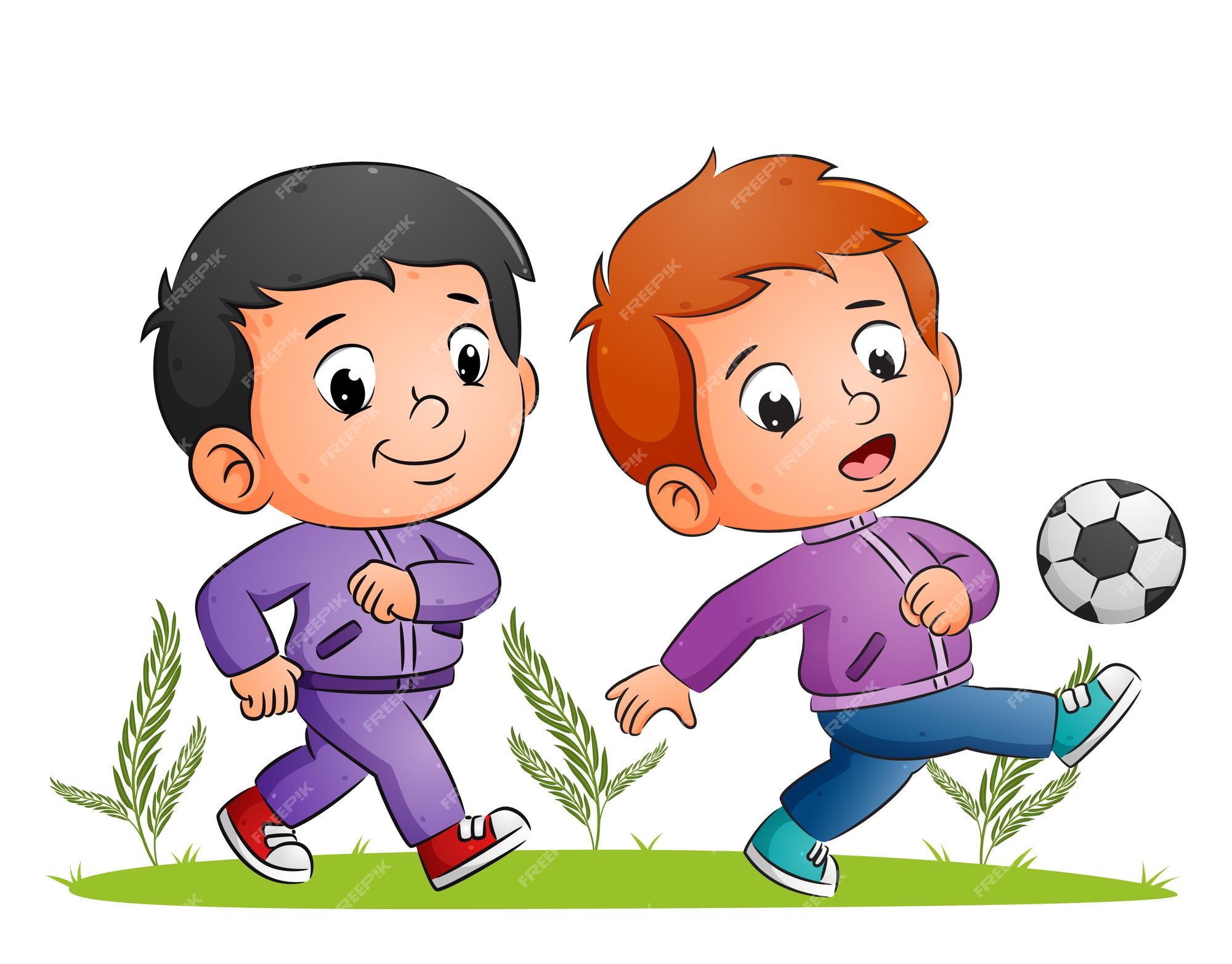 Caçoa O Jogo De Futebol Meninos Que Jogam O Futebol Do Futebol No Campo De  Esporte Da Escola Ilustração Do Vetor Dos Desenhos Ani Ilustração do Vetor  - Ilustração de infância, isolado