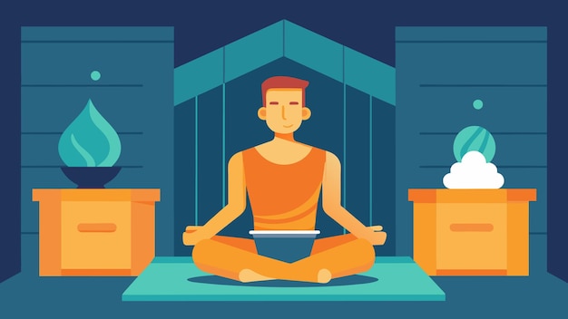 Vetor os pacientes podem usar a sauna como uma forma de meditação permitindo que suas mentes estejam quietas e focadas em