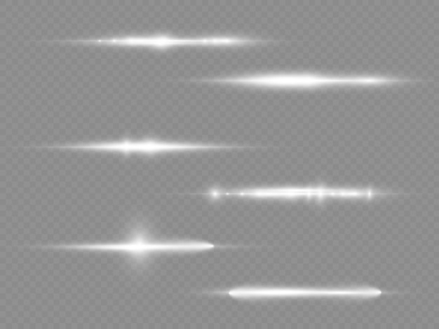 Os raios de luz flash de lente horizontal branca pacote feixes de laser brilham linha branca lindo sinalizador