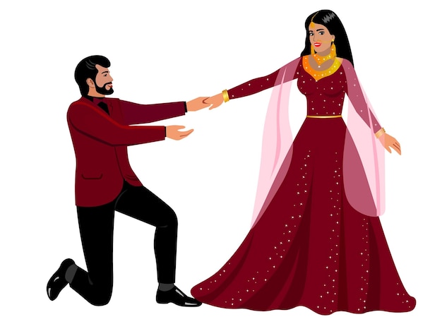 Vetor os recém-casados dançam a primeira dança de noiva.