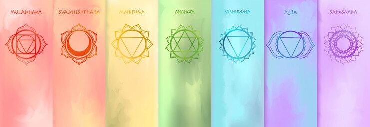 Vetor os sete chakras vector multicolor espaço de cópia