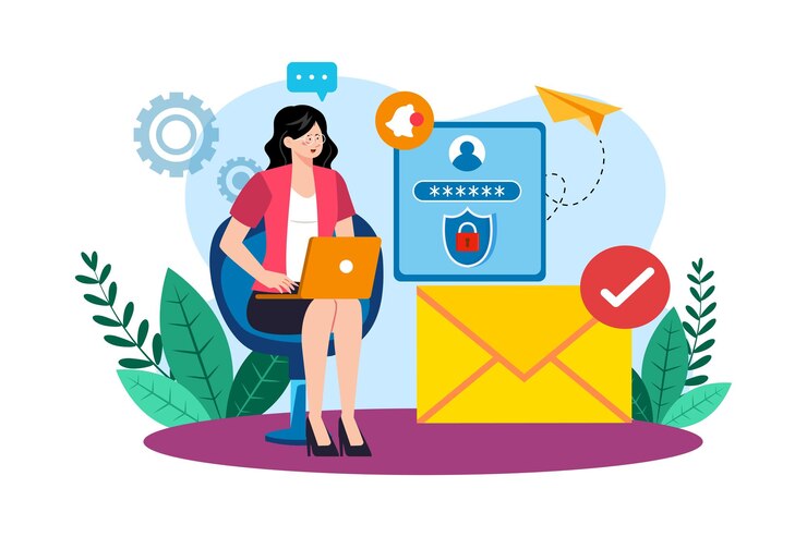 Vetor os usuários se inscrevem no serviço de e-mail para se comunicar online