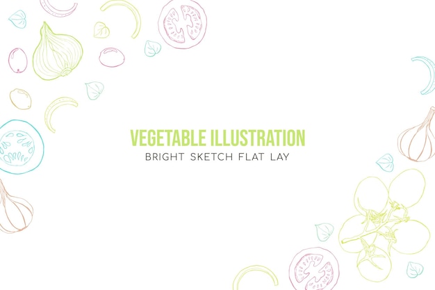 Vetor os vegetais esboçam a composição da capa da ilustração da arte