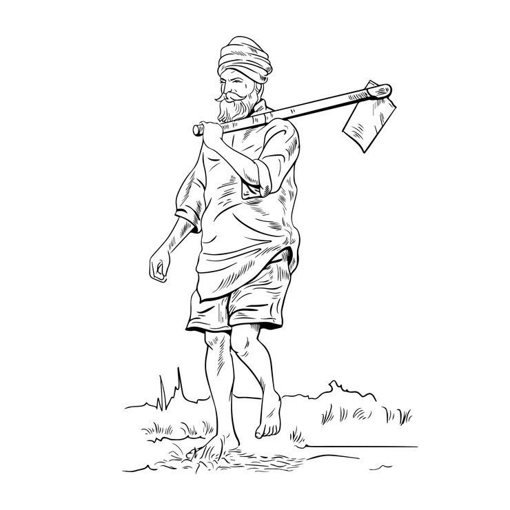 Vetor os velhos fazendeiros esboçam ilustração de esboço