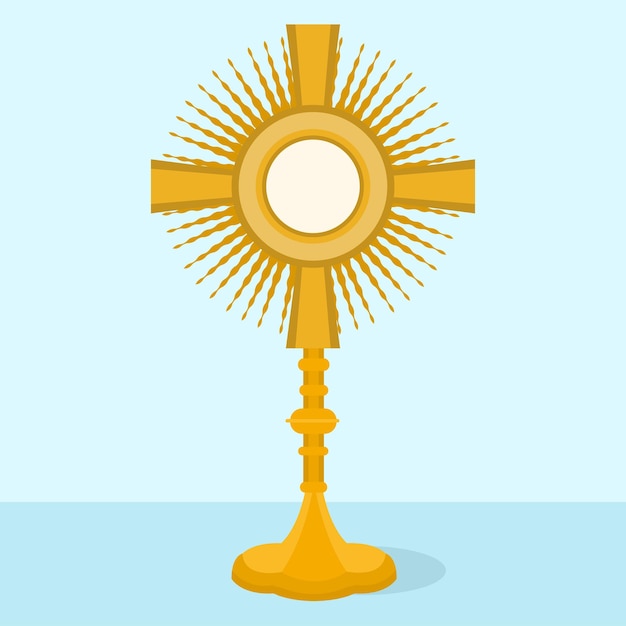 Ostensório para adoração em uma cerimônia da igreja católica Adoração ao Santíssimo Sacramento