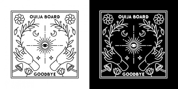 Ouija board mão flor monoline design