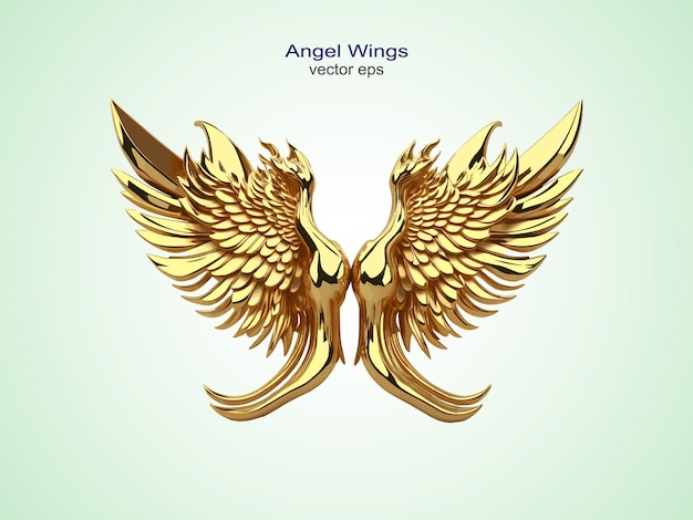 Vetor ouro 3d colorido asas de pássaro logotipo asas de anjo coleção adesivo conjunto transparente fundo vetorial