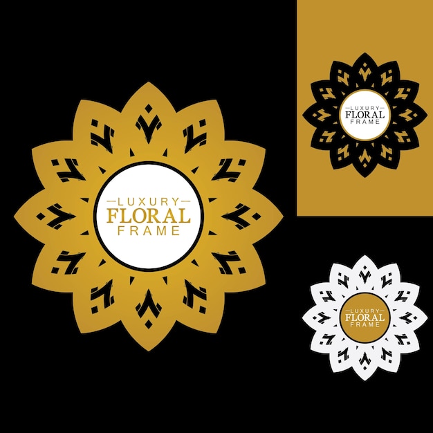 Ouro luxo ornamento redondo floral design logotipo dourado modelo decorativo emblema heráldico gráficos de negócios sinal de moda