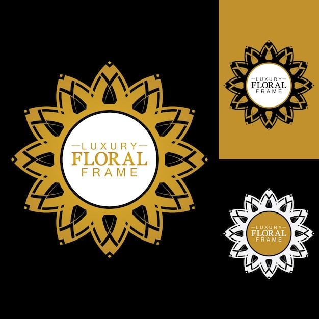 Ouro luxo ornamento redondo floral design logotipo dourado modelo decorativo emblema heráldico gráficos de negócios sinal de moda