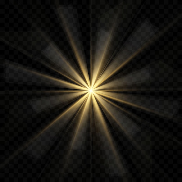 Ouro ou branco brilhante explosão de explosão de luz transparente, ilustração para decoração de efeito legal com brilhos de raio. estrela brilhante. brilho gradiente de brilho transparente, reflexo brilhante.