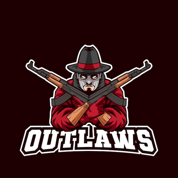 Outlaws com logotipo de mascote de arma