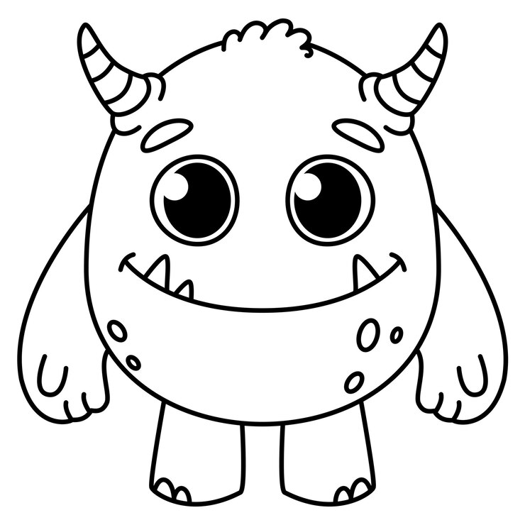 Vetor outline de página de colorir de monstro cute