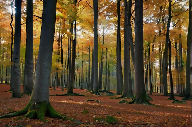 Outono árvores coloridas em um fundo de floresta